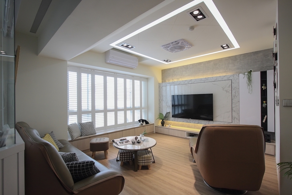 PULO裝潢平台上的黃嵩堯室內設計師的裝潢案例照片，是充滿現代感的風格，以沈穩大地色系為主。