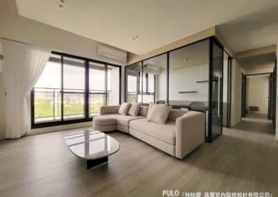台中24坪新屋裝潢，極簡客廳設計點亮大理石玄關 - PULO裝潢平台